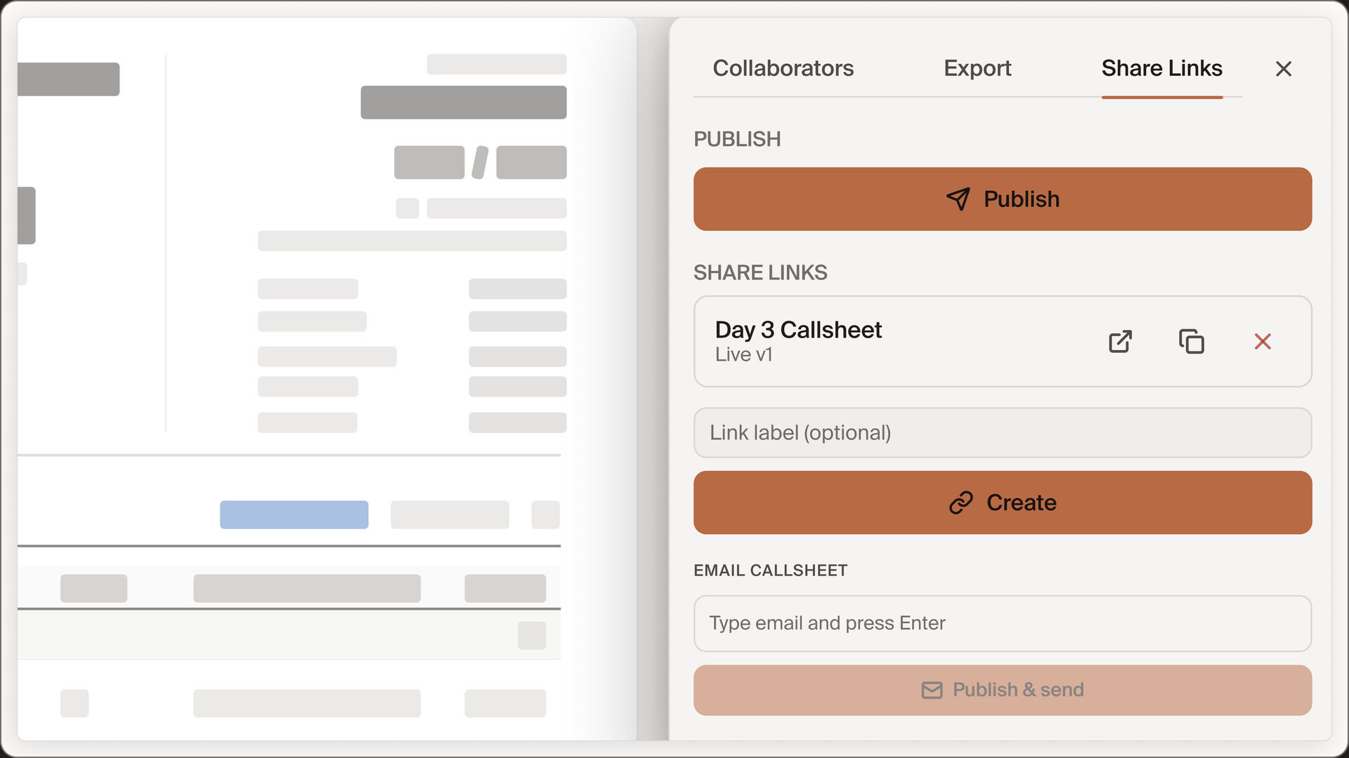 A live CineFlow callsheet link staying current for everyone